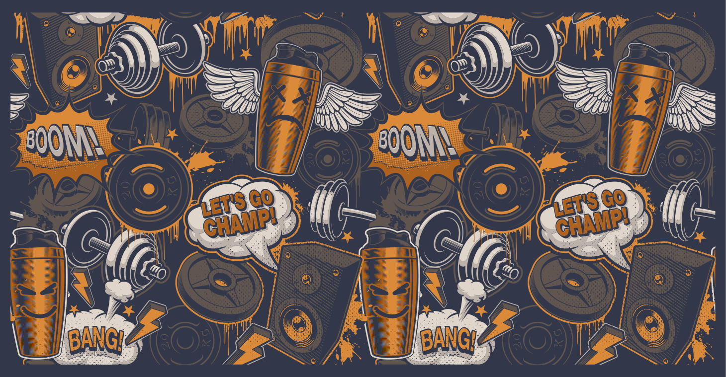 Energetic Fitness Vibes teenage bedroom vinyl rug - TenStickers