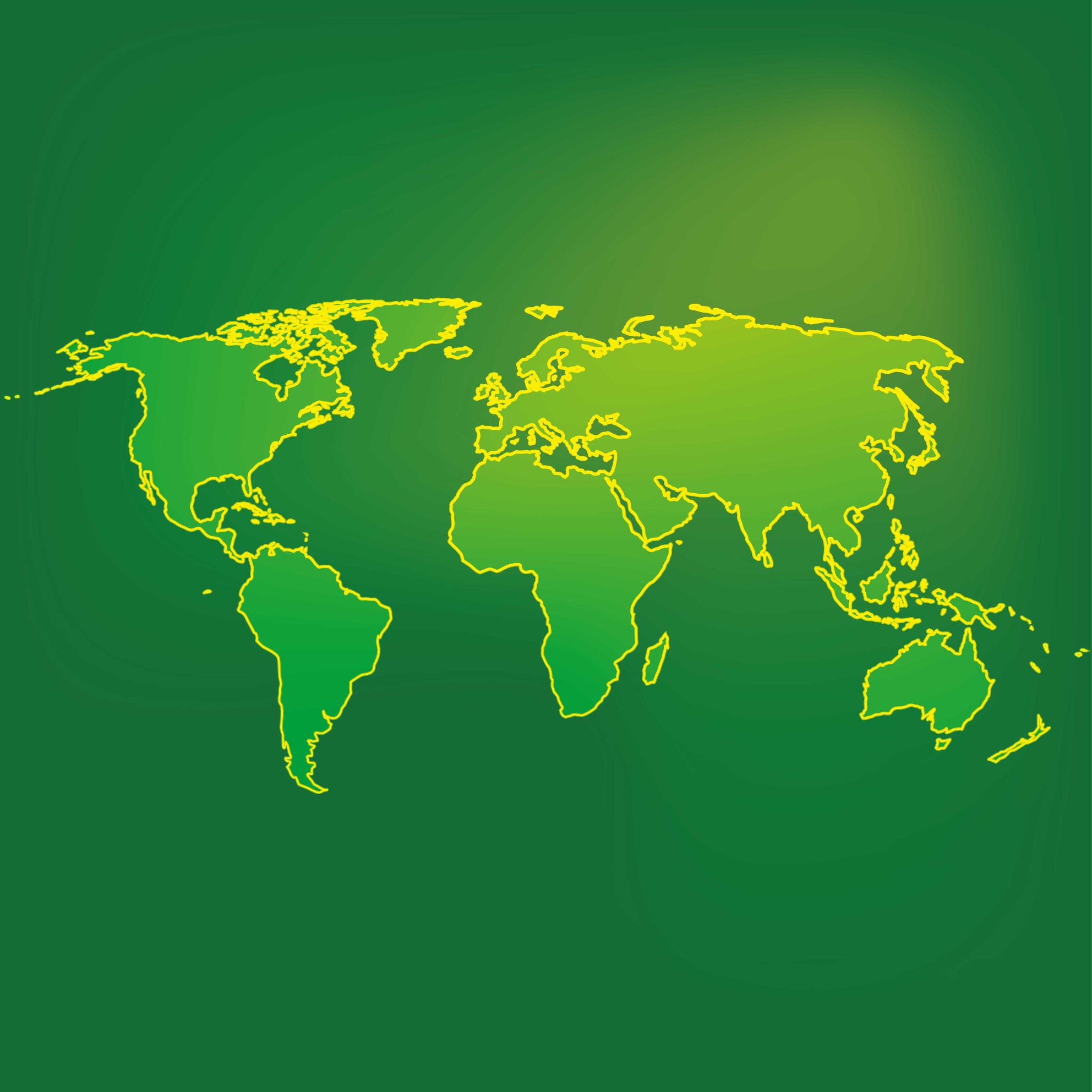 Green Globe Contour world map vinyl rug - TenStickers