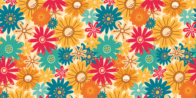 Floral vinyl rug in vibrant flower design - TenStickers