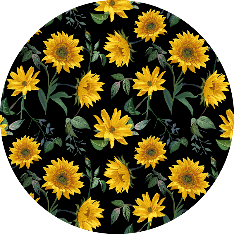 Sunflower Botanical Style floral vinyl rug - TenStickers