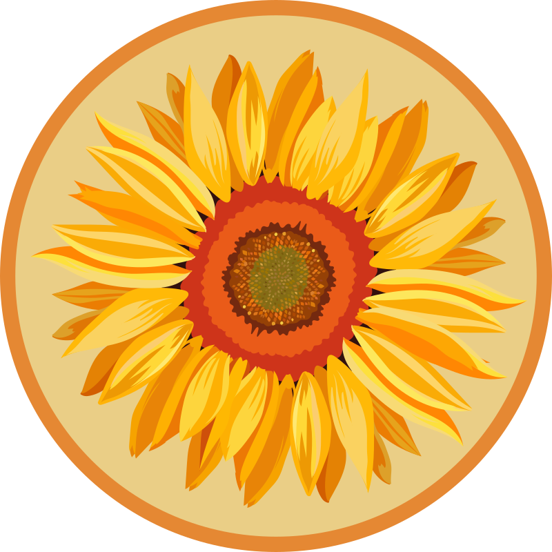 Sunflower Round floral vinyl rug - TenStickers