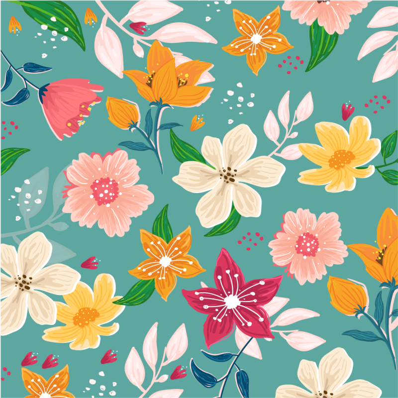Floral pattern play floral vinyl rug - TenStickers