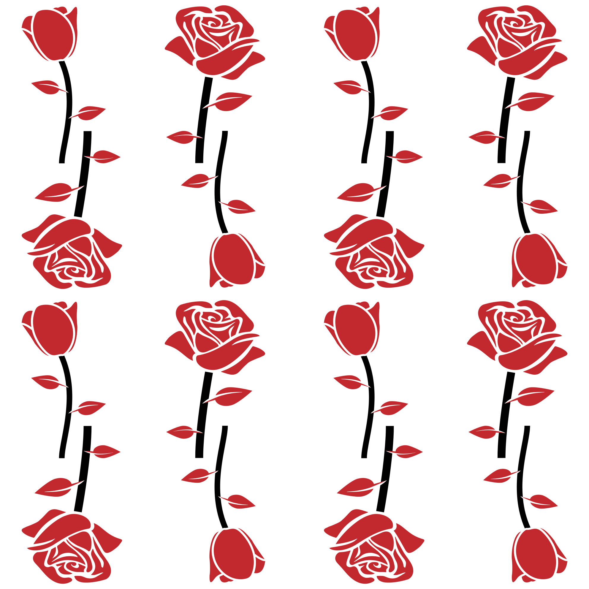 Red Rose Patterns floral vinyl rug - TenStickers