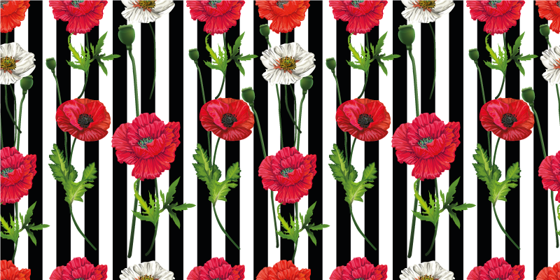 Floral vinyl rug with floral striped pattern - TenStickers