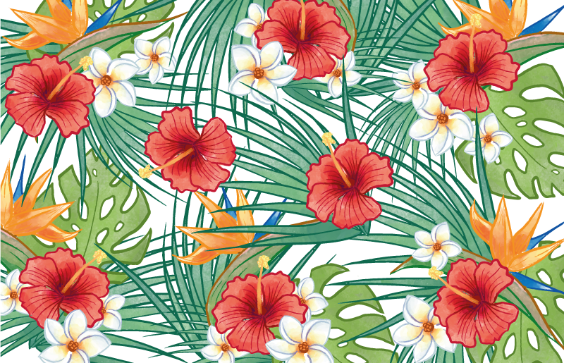 Tropical floral design floral vinyl rug - TenStickers