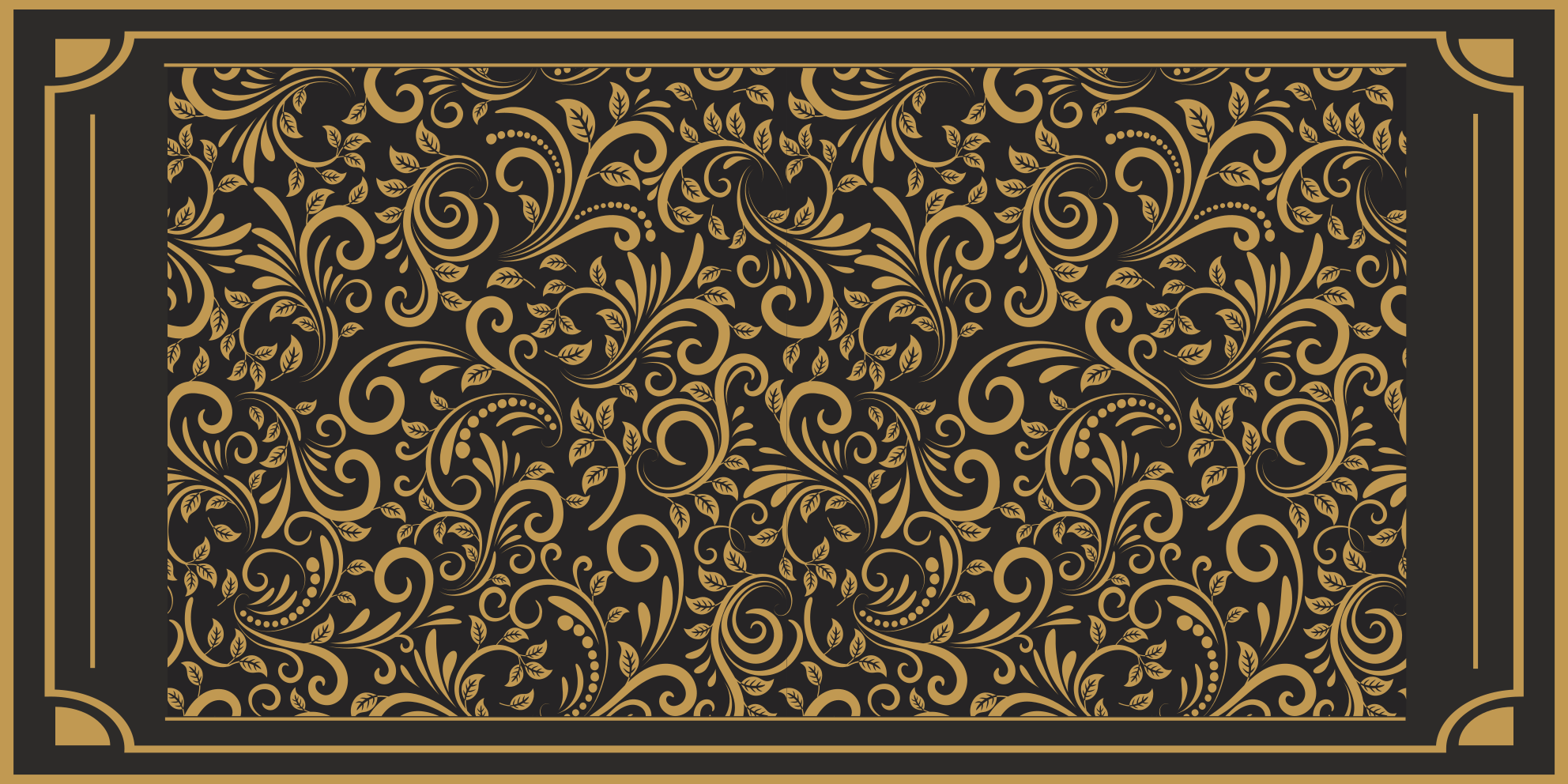 Golden elegant foliage hallway vinyl rug - TenStickers