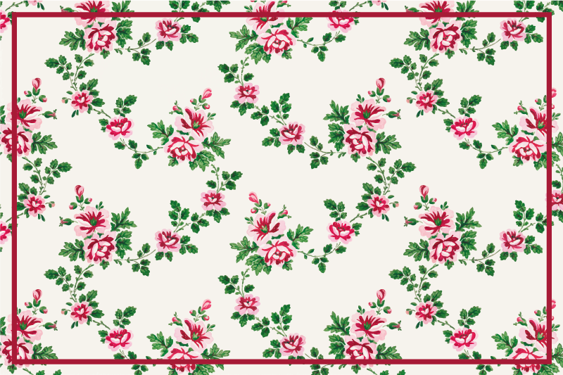 Floral vinyl rug with blooming floral patterns - TenStickers