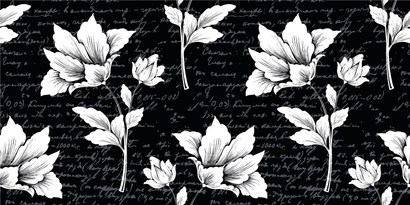 Floral vinyl rug graceful botanical design - TenStickers