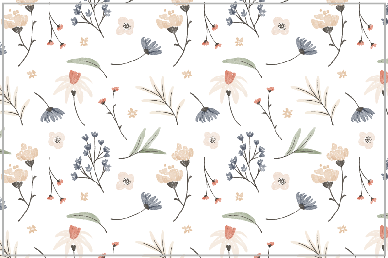 Floral Botanical Element living room vinyl rug - TenStickers