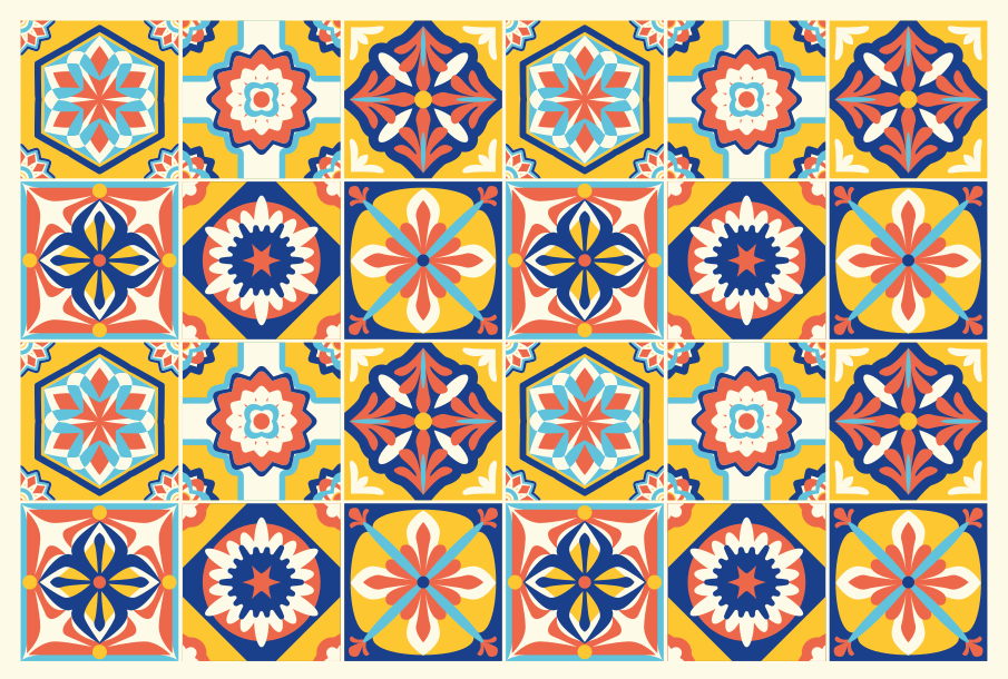 Colorful mosaic pattern tile vinyl rug - TenStickers