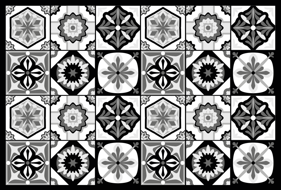 Black white and grey kitchen floor tiles - TenStickers