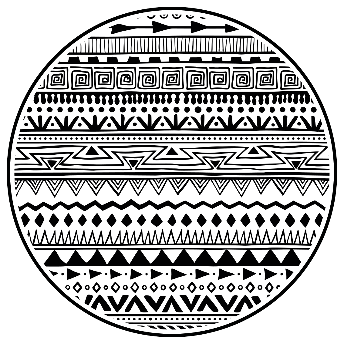 BLACK AND WHITE PATTERNS ethnic vinyl rug - TenStickers