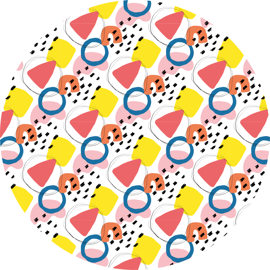 Vibrant Shape Arrangements minimal vinyl rug - TenStickers