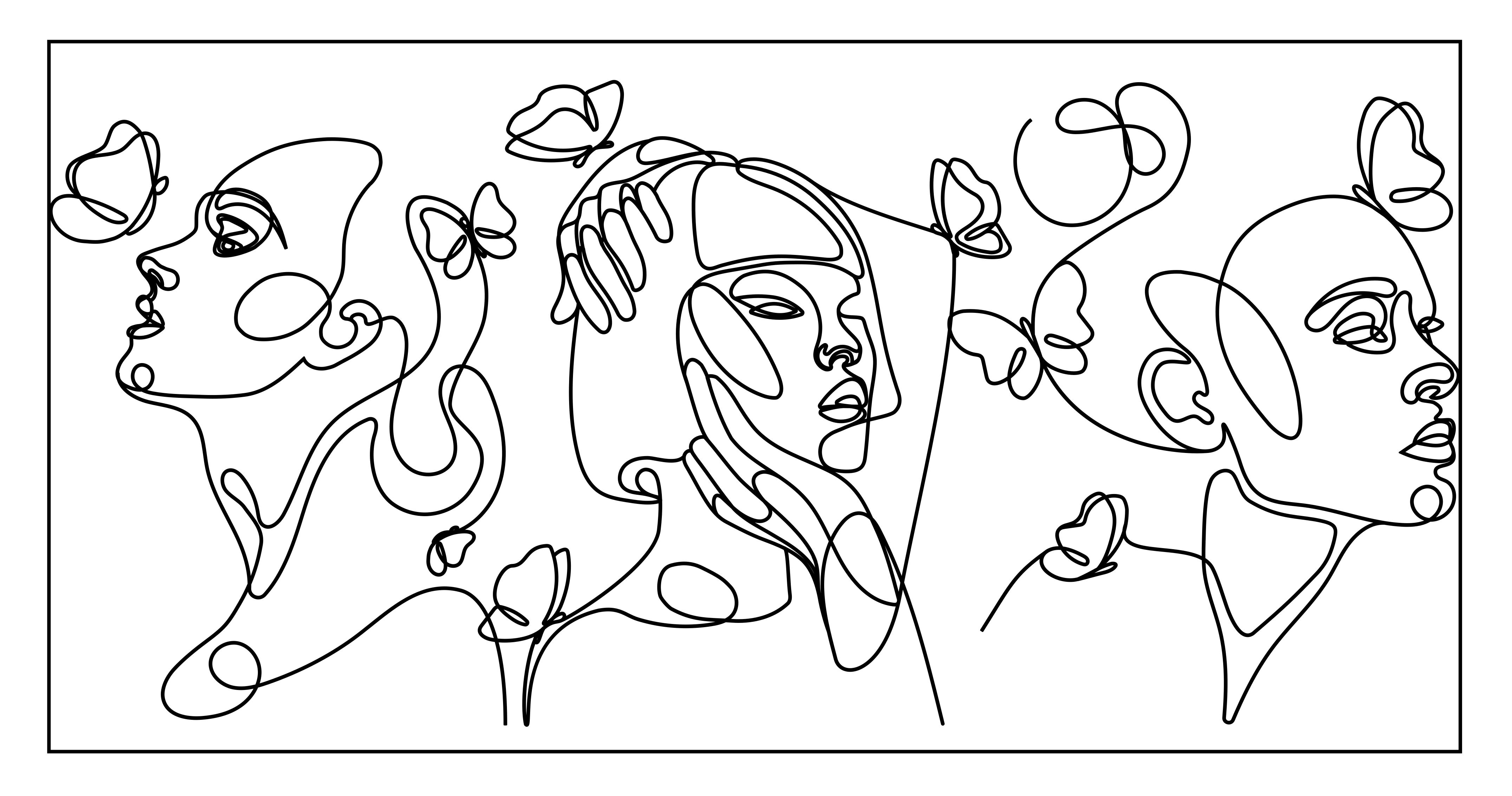 Outlime art faces modern vinyl rug - TenStickers