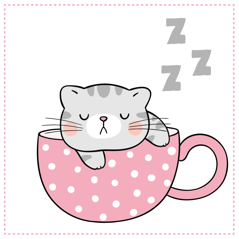 Sleeping cat cup kids vinyl rug - TenStickers