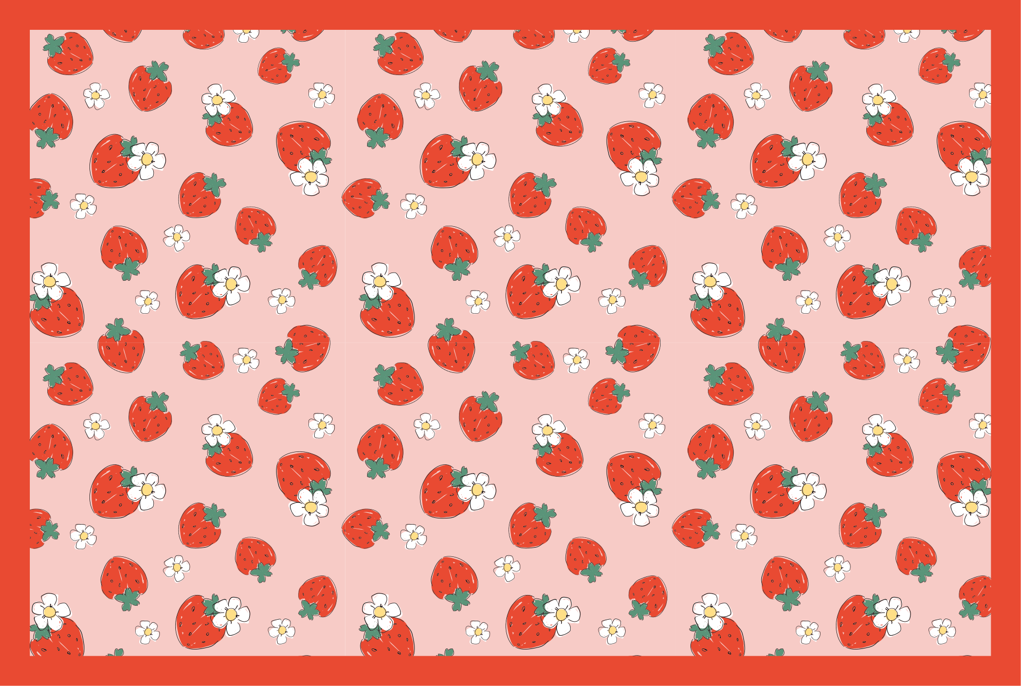 Strawberries cute flowers kitchen floor tiles - TenStickers