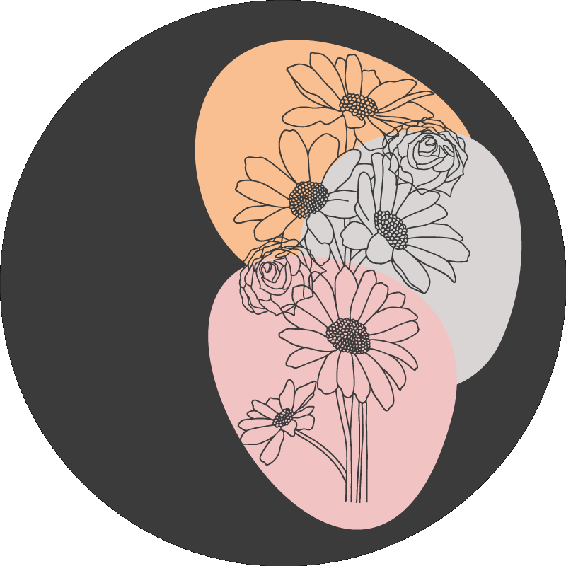 Circle composition floral vinyl rug - TenStickers