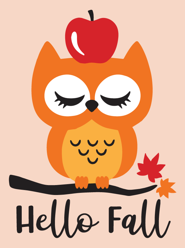 Hello fall owl kids vinyl rug - TenStickers