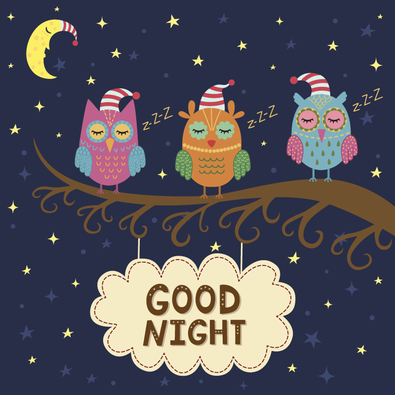 Sleepy Owl Trio animal vinyl rug - TenStickers