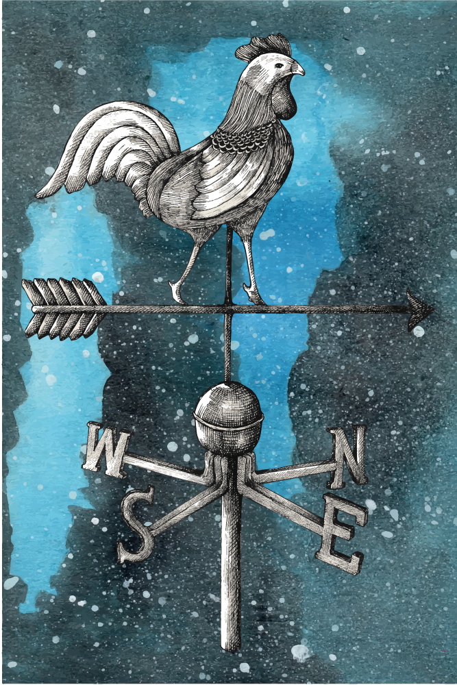 Weather Vane Rooster teenage bedroom vinyl rug - TenStickers