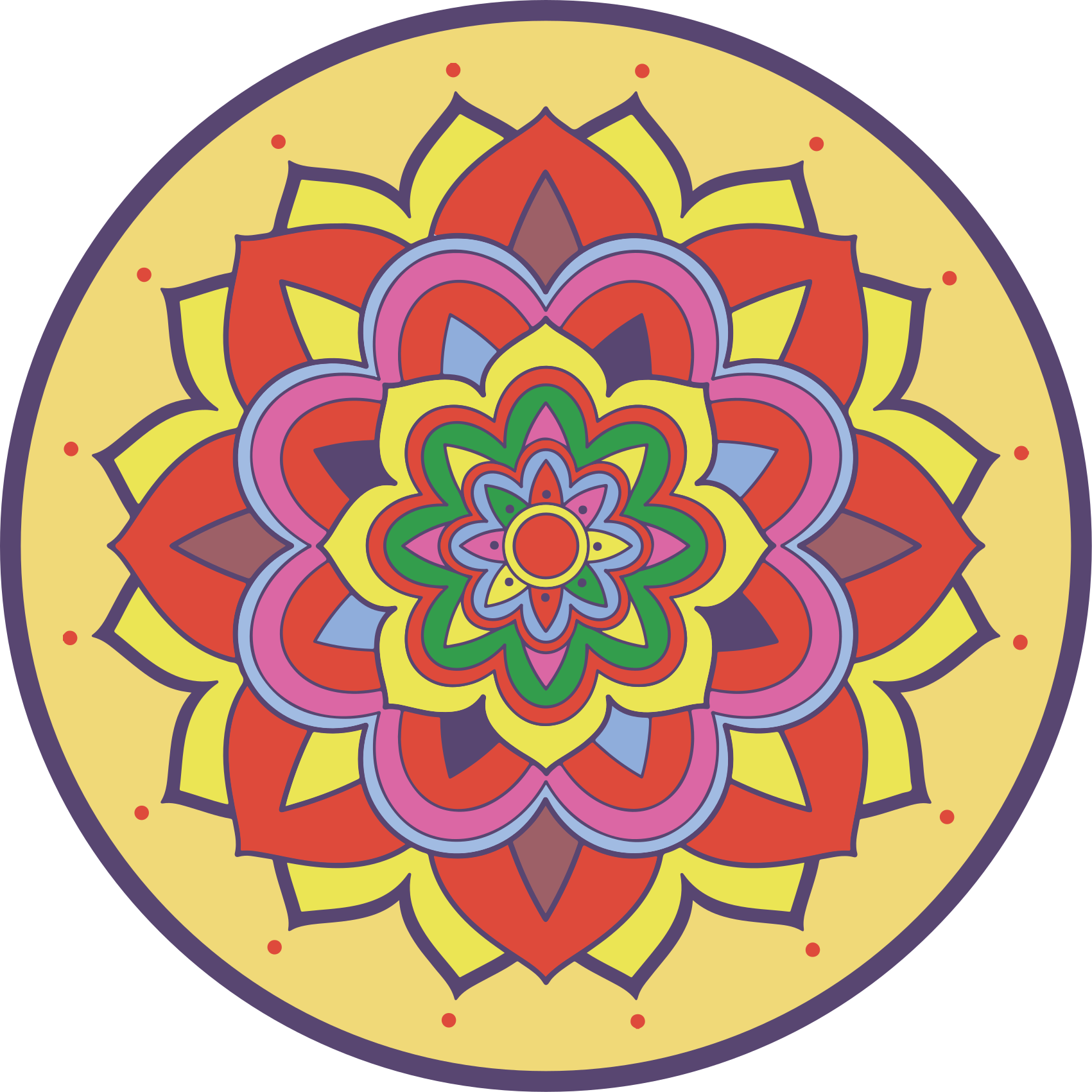 Colorful big flower mandala vinyl rug - TenStickers