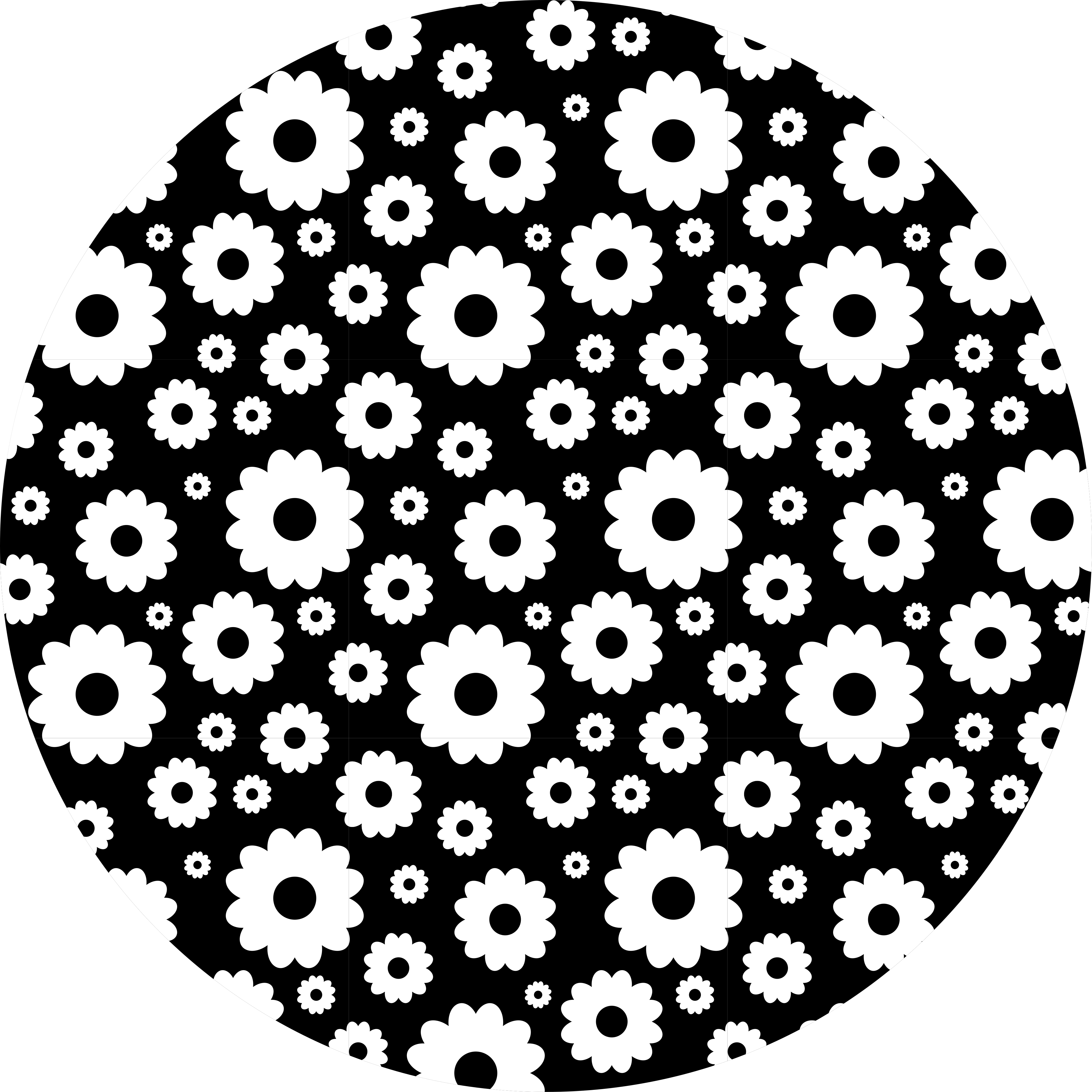 Black background with white daisies floral rug - TenStickers