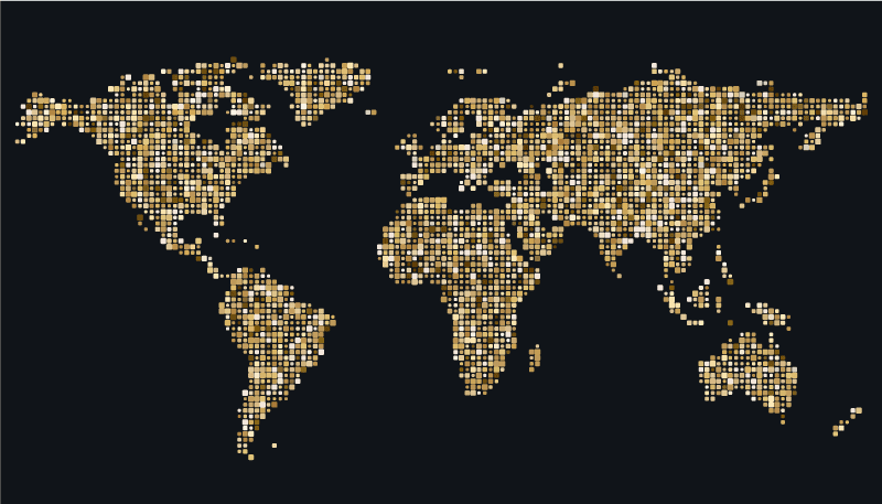 Modern black and gold world map rug - TenStickers