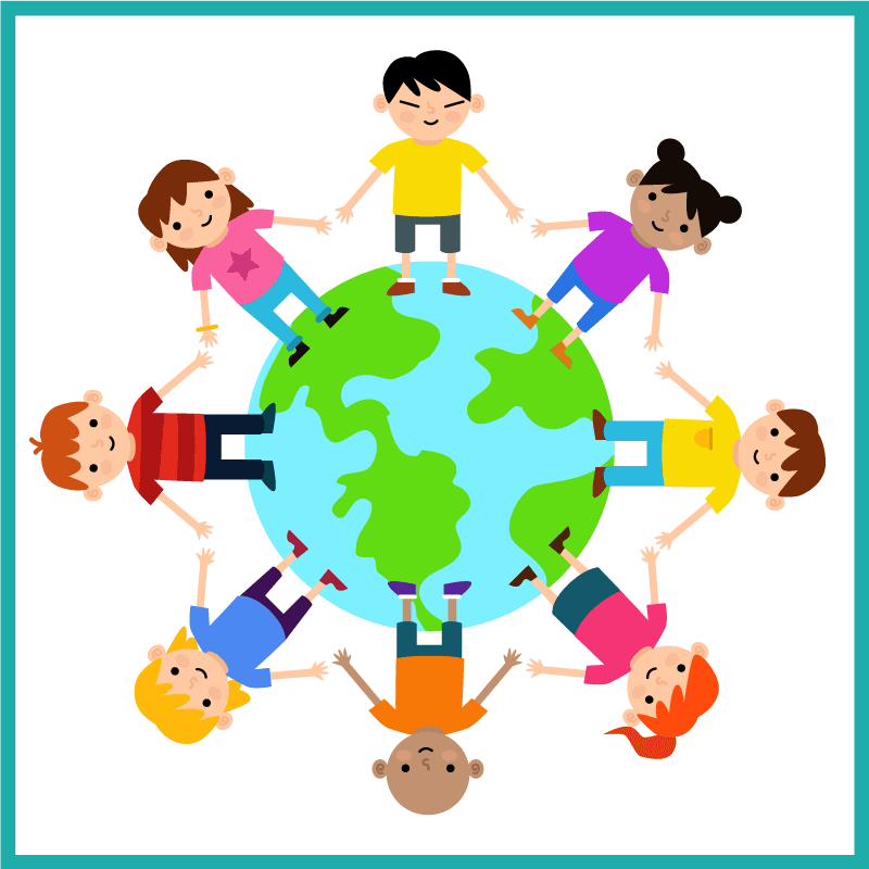 World holding hands kids vinyl rug - TenStickers