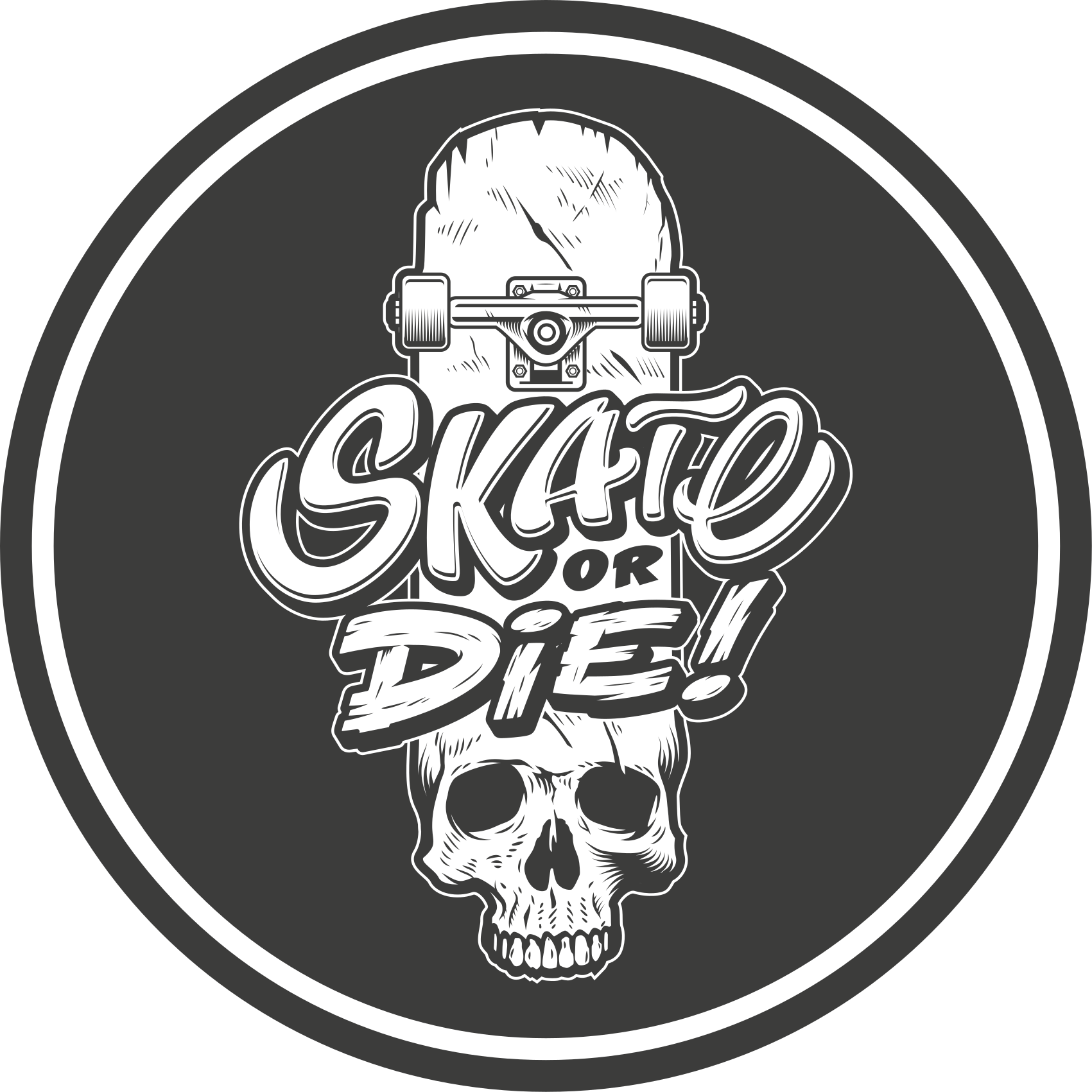 Skull skate or die teenage bedroom vinyl rug - TenStickers