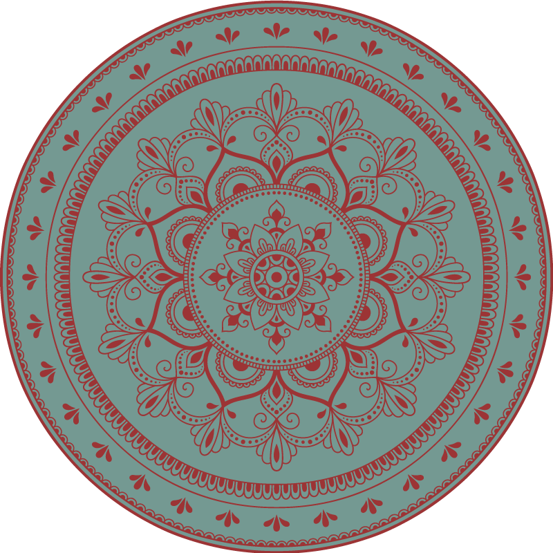Complex circular illustration mandala vinyl rug - TenStickers