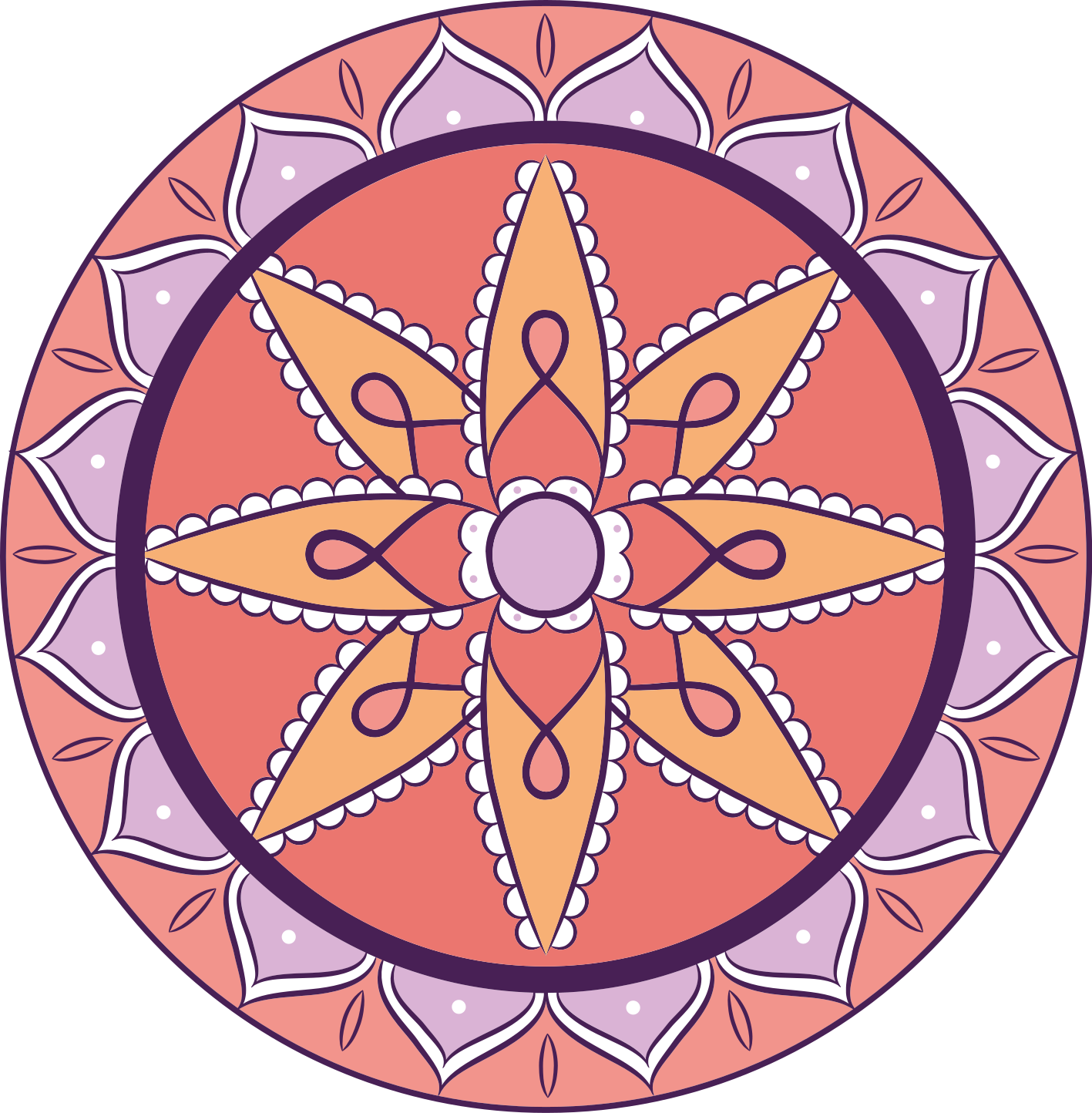Simple pink motif mandala vinyl rug - TenStickers