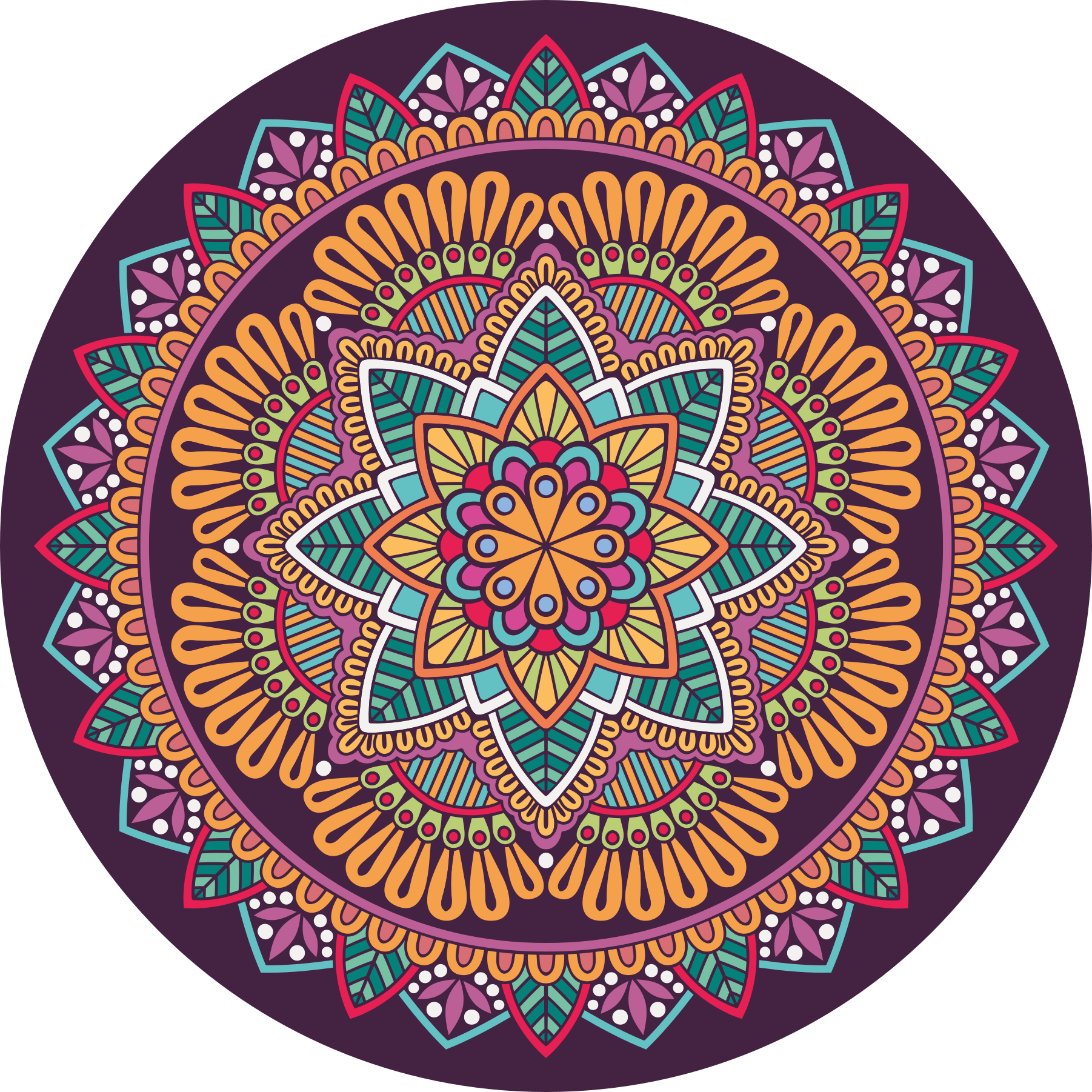 Lively Blooming Element mandala vinyl rug - TenStickers