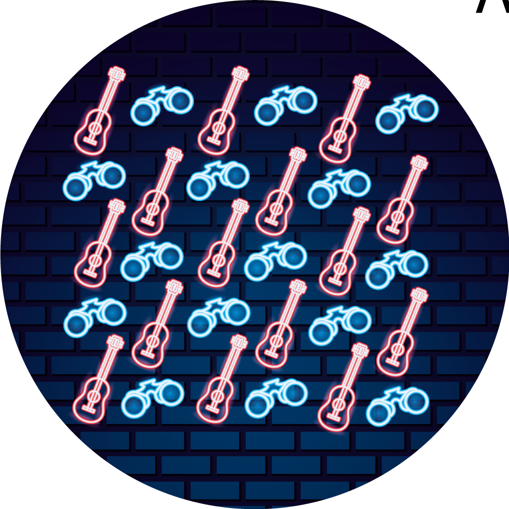 Neon Musical Patterns teenage bedroom vinyl rug - TenStickers