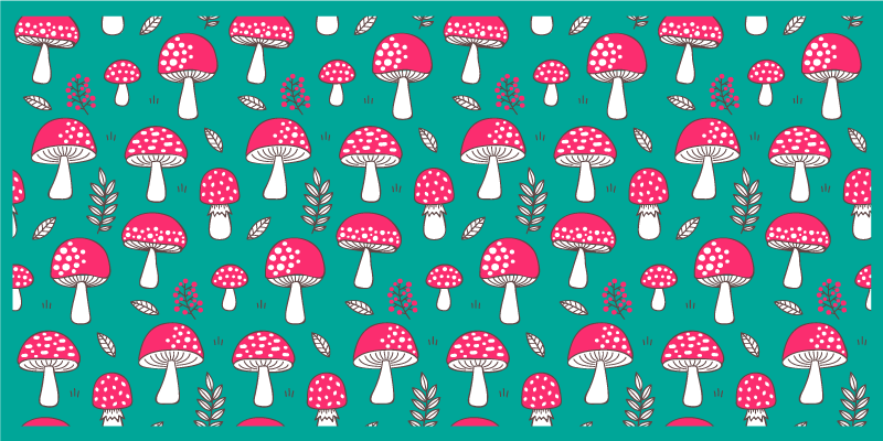 Vibrant Mushroom Motif nature vinyl rug - TenStickers