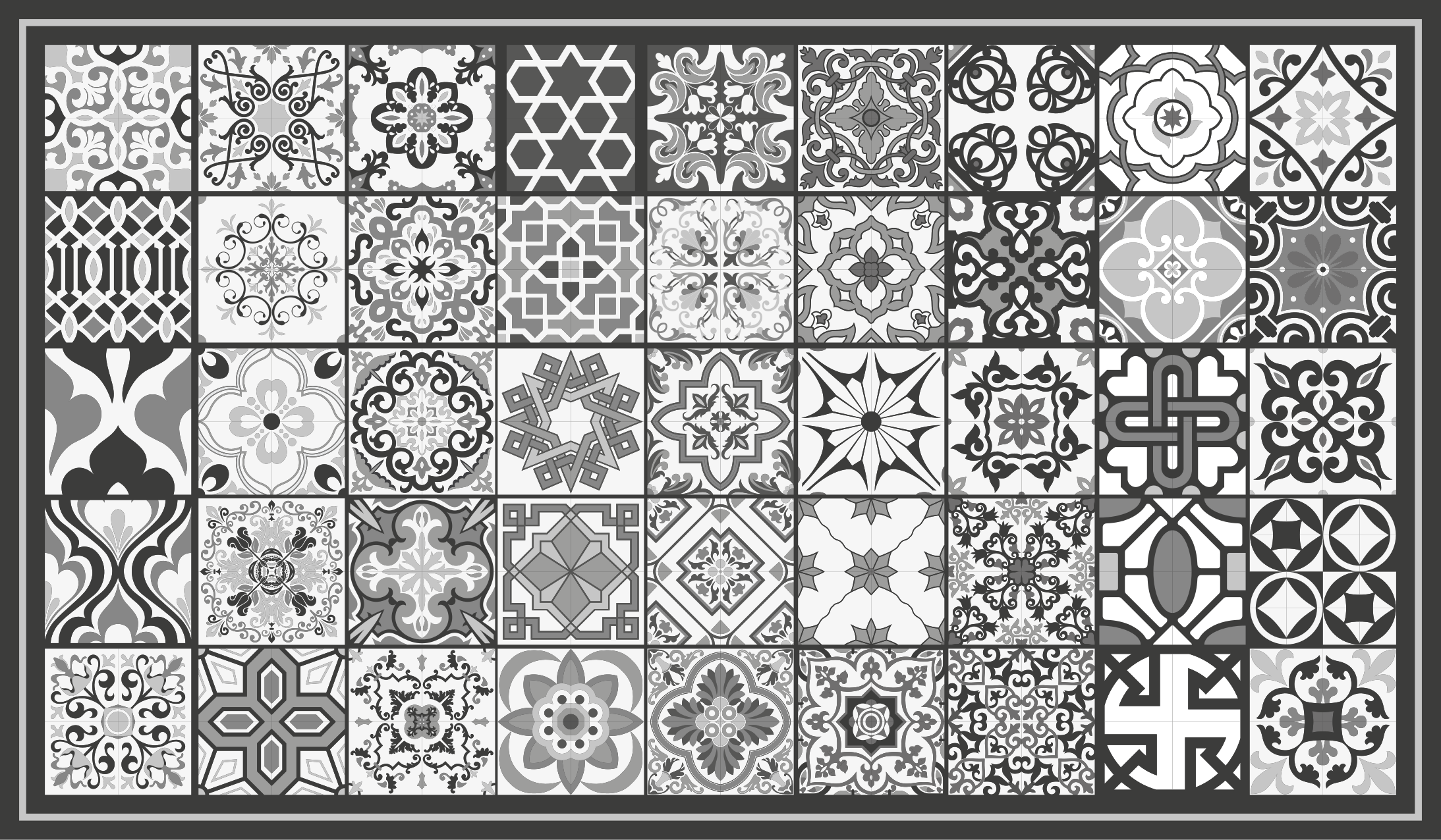 Grey tile pattern bathroom vinyl rug - TenStickers