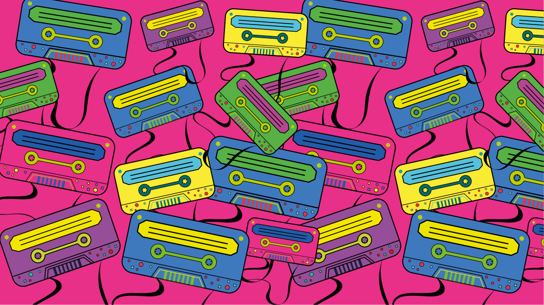 Vintage Cassette Motif teenage bedroom vinyl rug - TenStickers