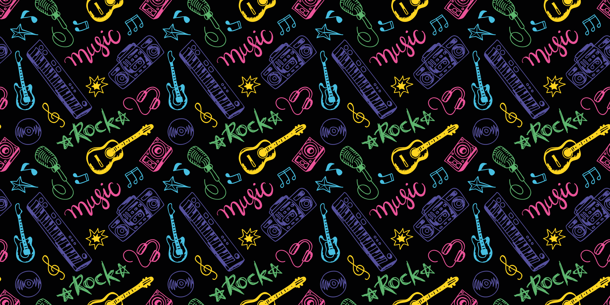 Rock Music Pattern kids vinyl rug - TenStickers