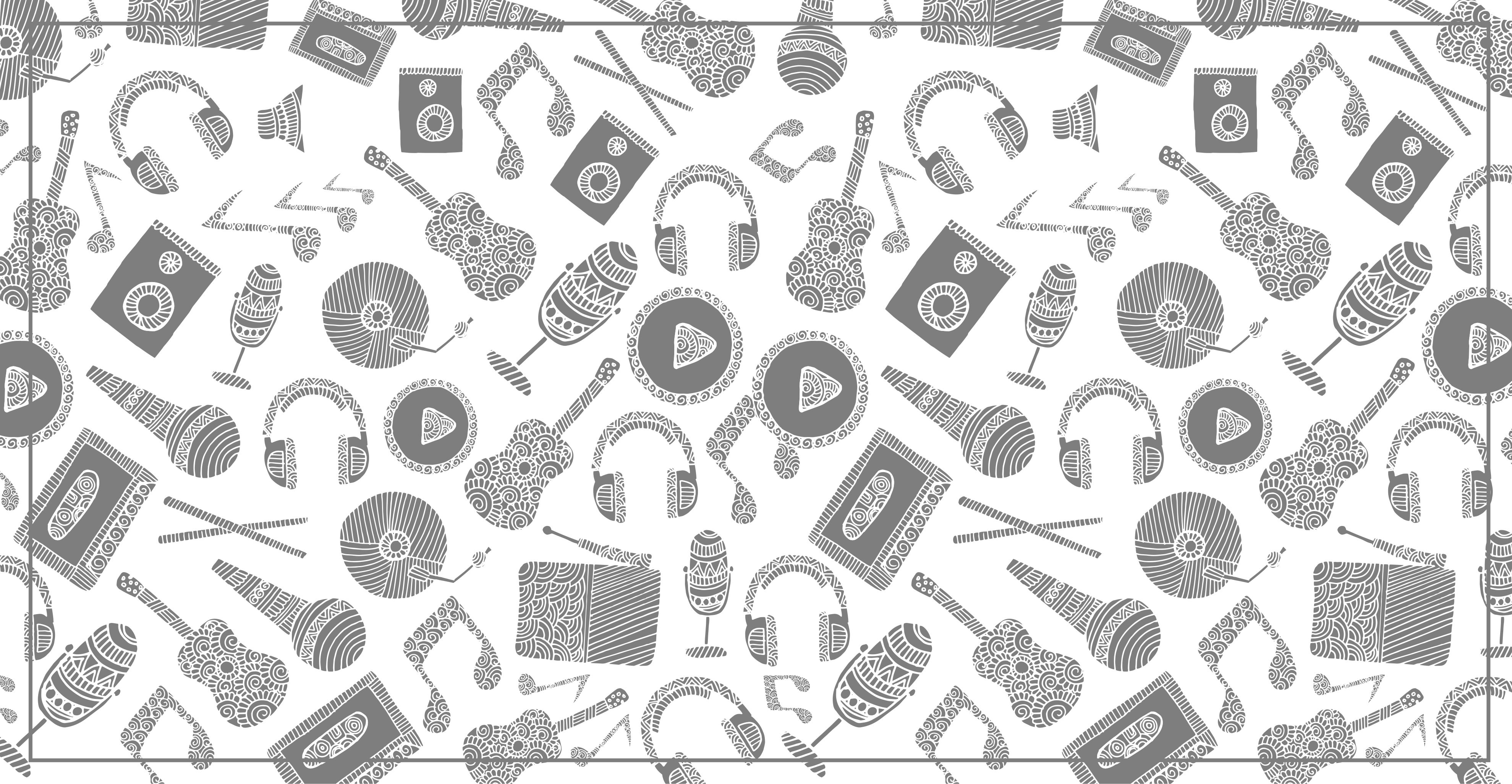 Musical Elements Pattern kids vinyl rug - TenStickers