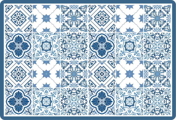 Blue grey floral Portuguese bathroom flooring - TenStickers
