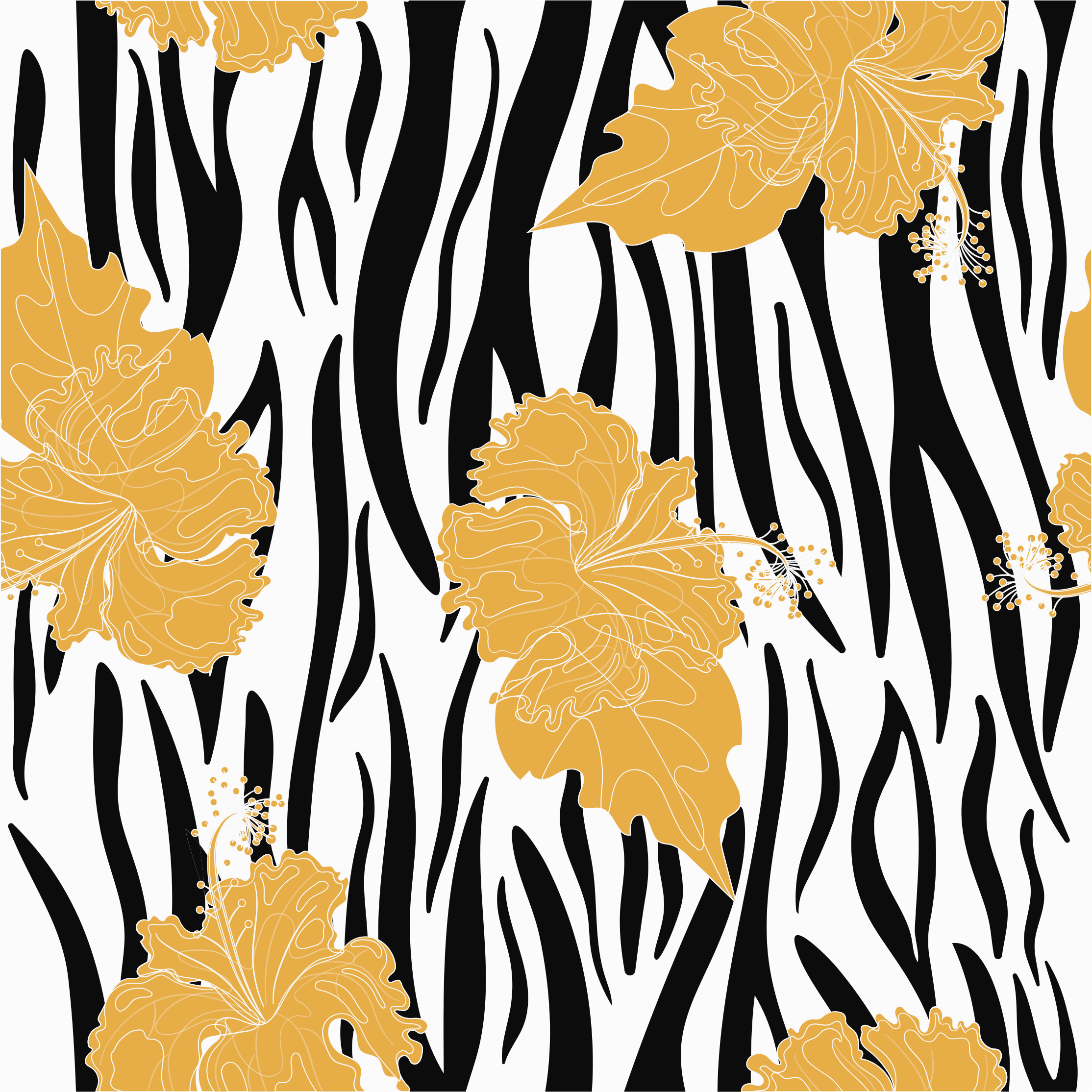 Floral jungle pattern floral vinyl rug - TenStickers