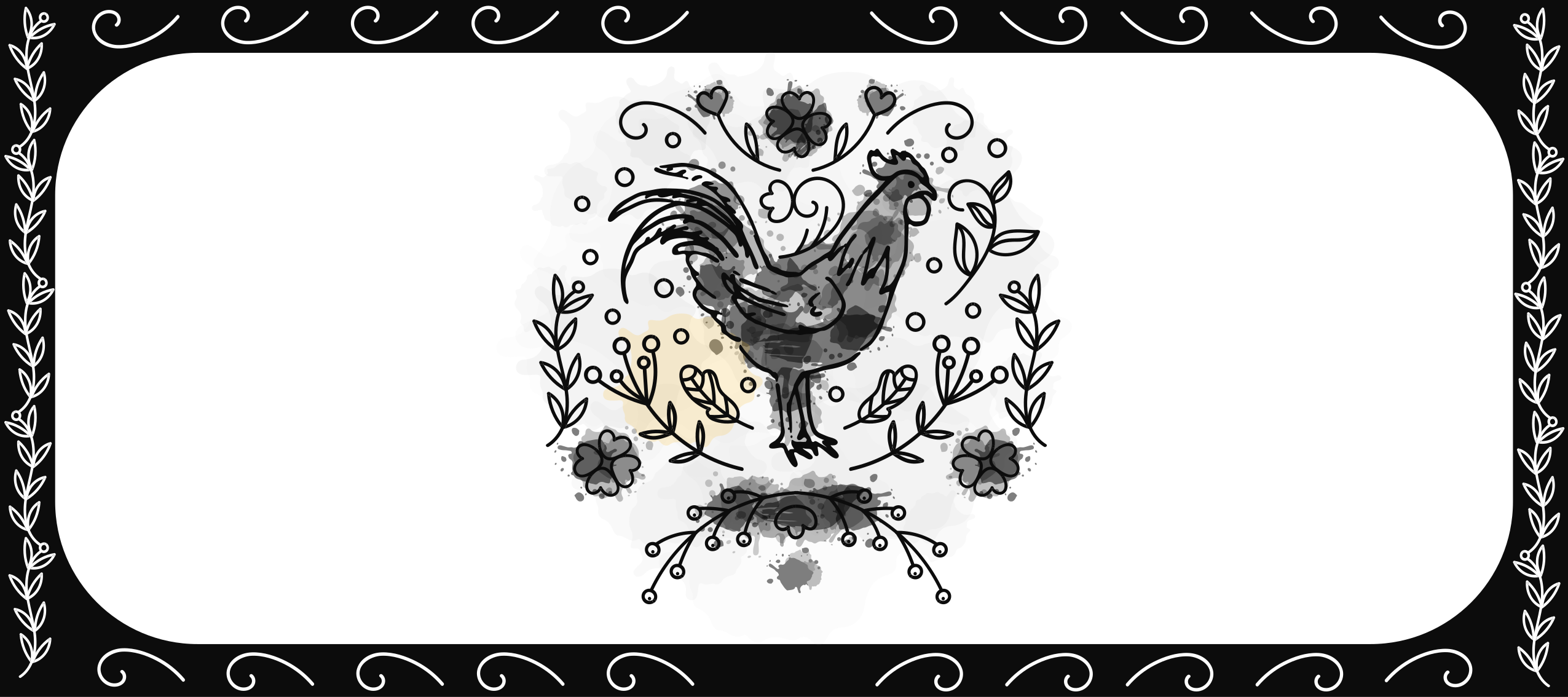 Charming Rooster Motif floral vinyl rug - TenStickers