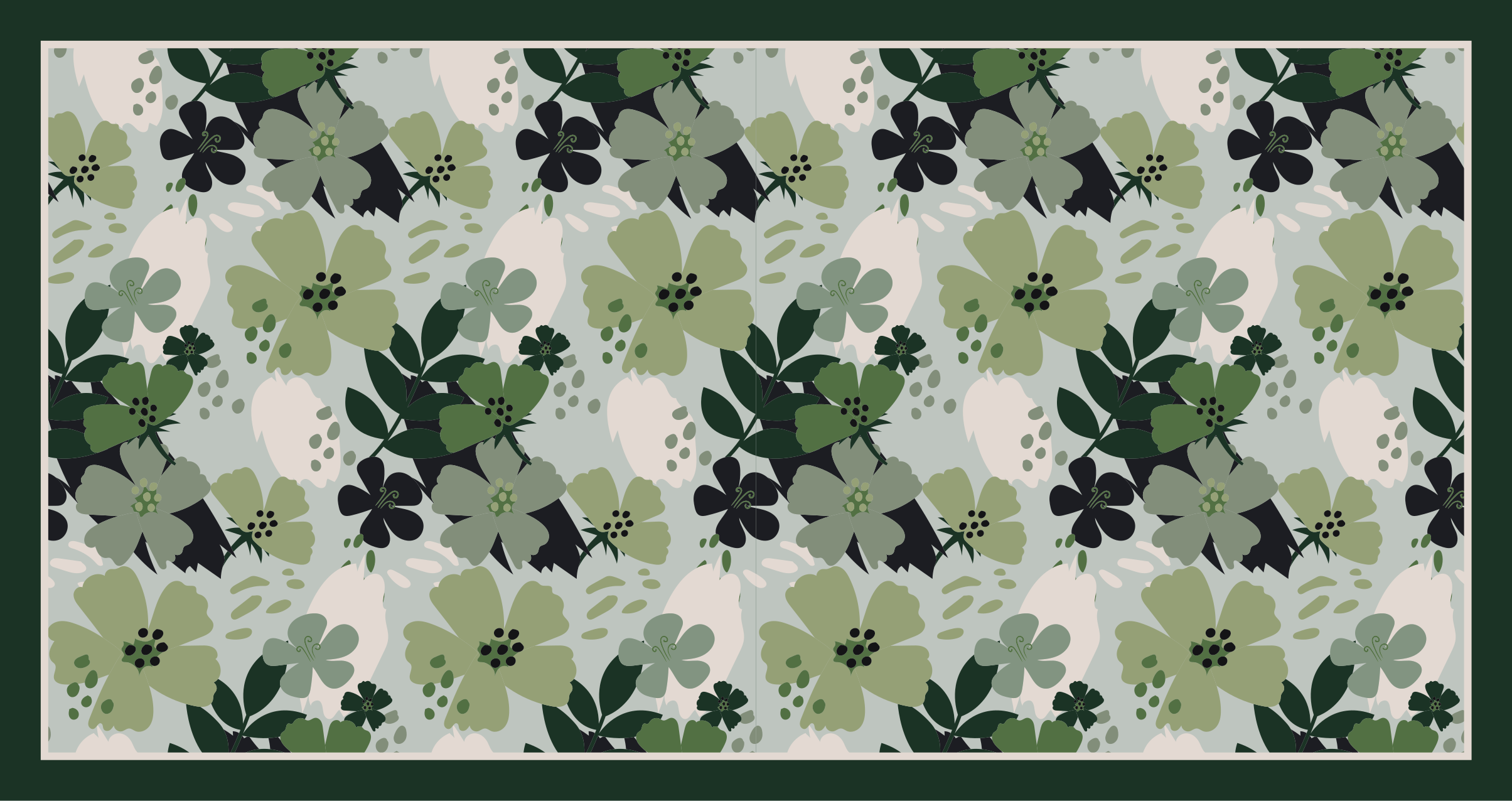 Floral vinyl rug in floral patterned green - TenStickers