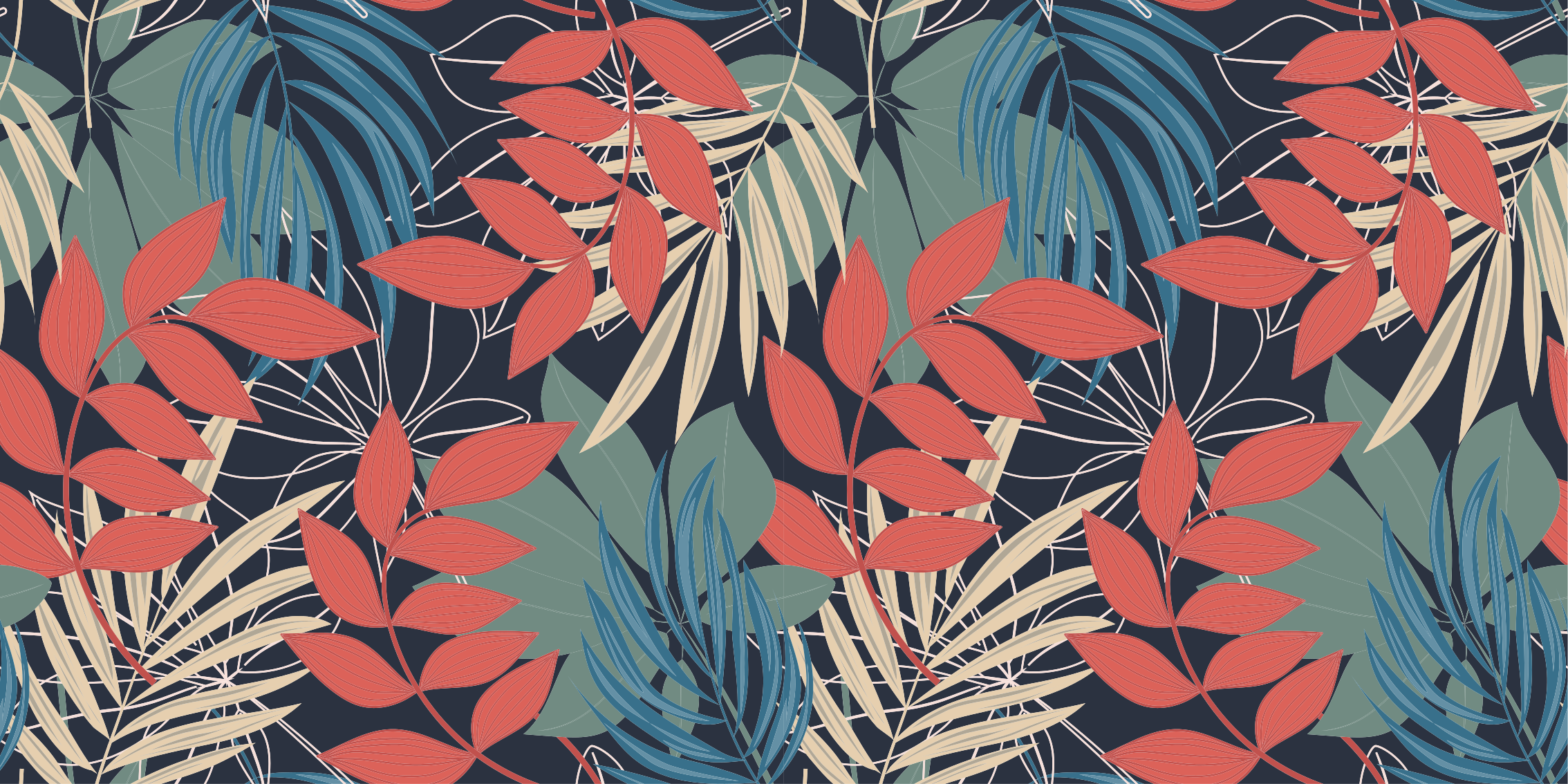 Vibrant Leaf Pattern floral vinyl rug - TenStickers