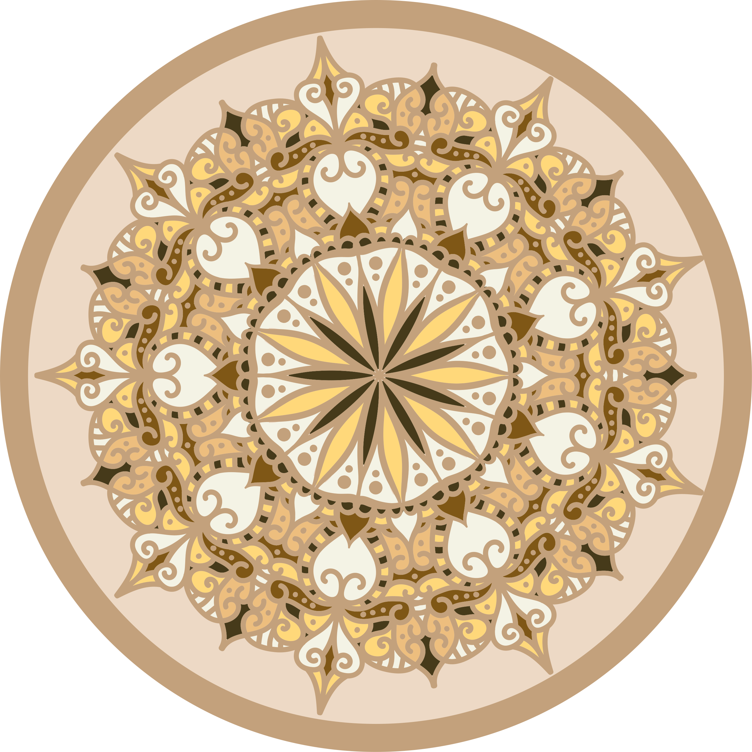 Mandala vinyl rug elegant golden design - TenStickers