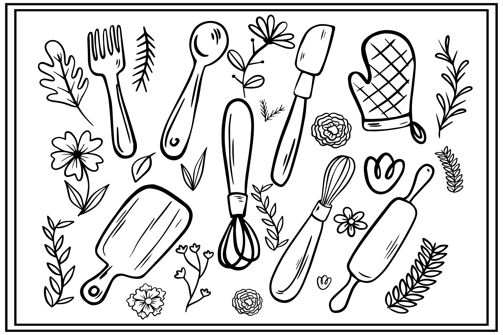 Kitchen vinyl rug with kitchen utensils design - TenStickers