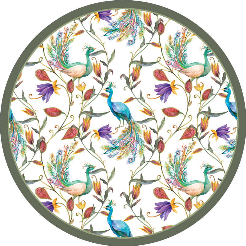 Garden flowers with little birds floral rug - TenStickers