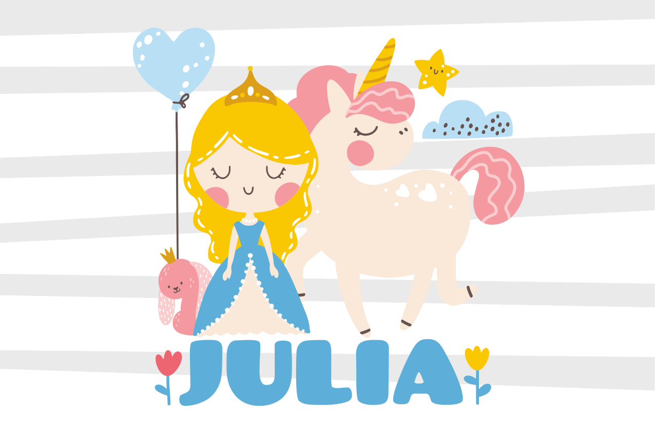 Custom unicorn and princess kids vinyl rug - TenStickers
