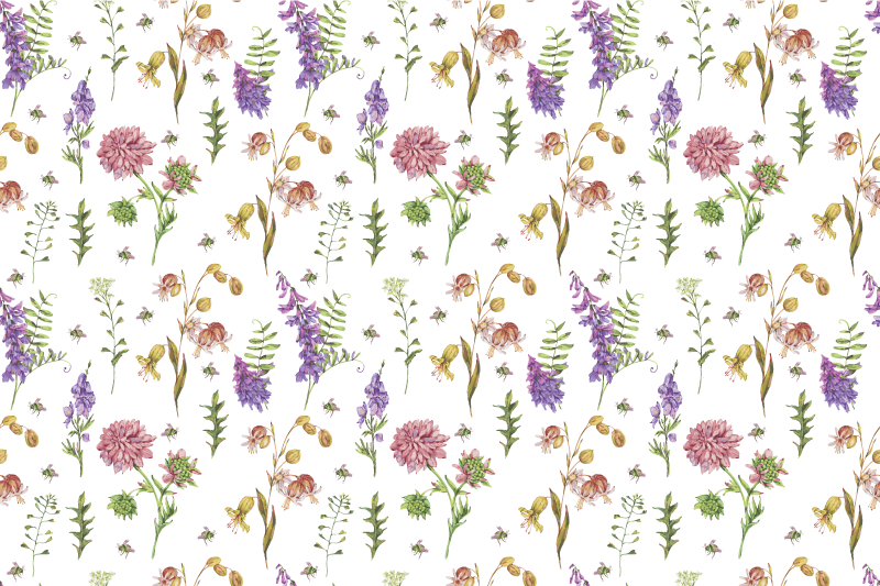 Vibrant Blossom Composition floral vinyl rug - TenStickers