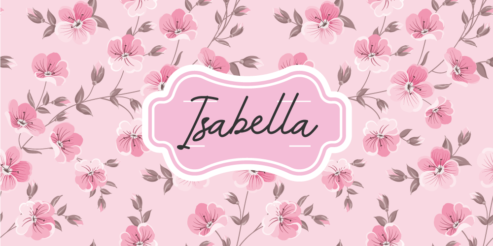 Pink floral design with name teenage bedroom vinyl rug - TenStickers