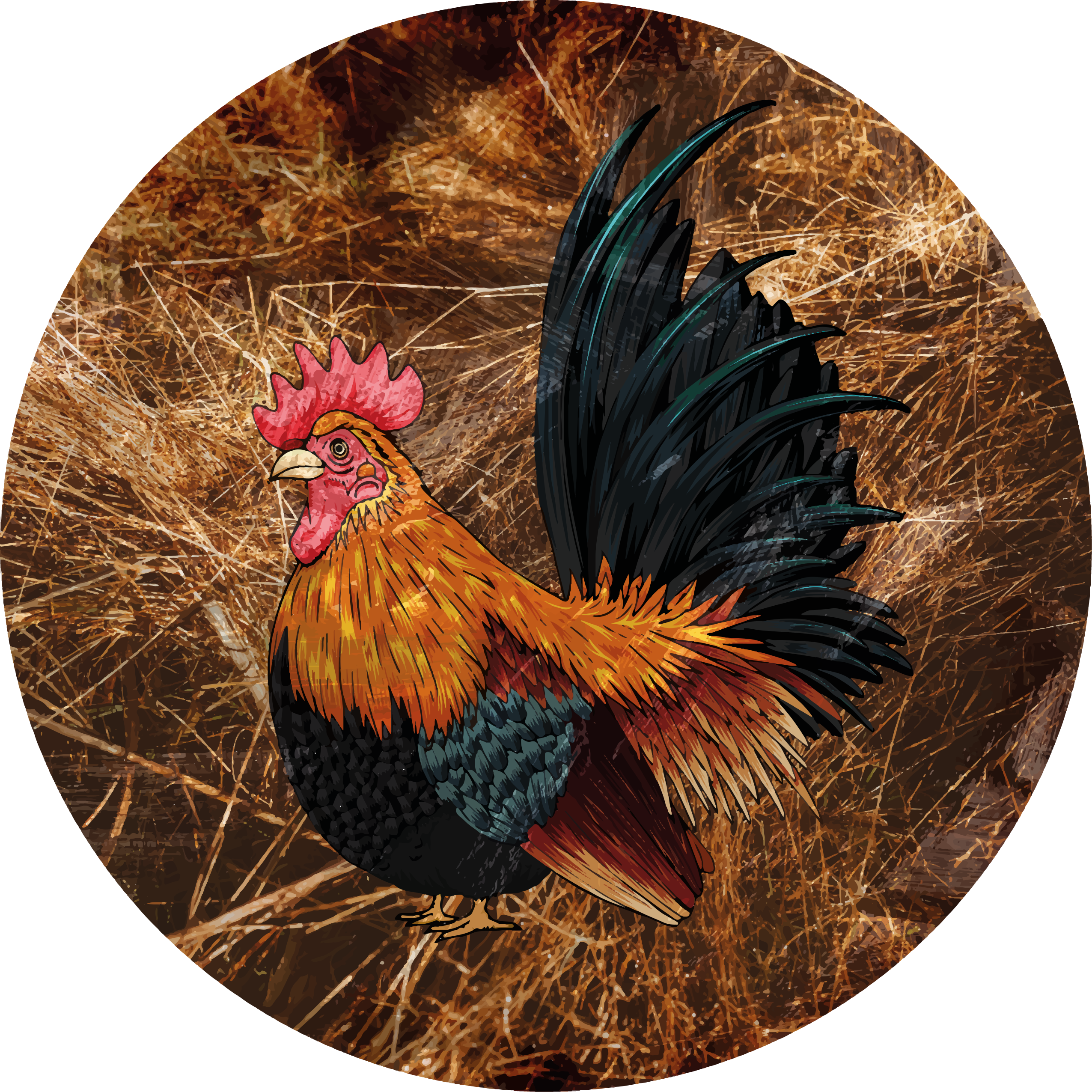 Animal print vinyl rug with colorful rooster design - TenStickers